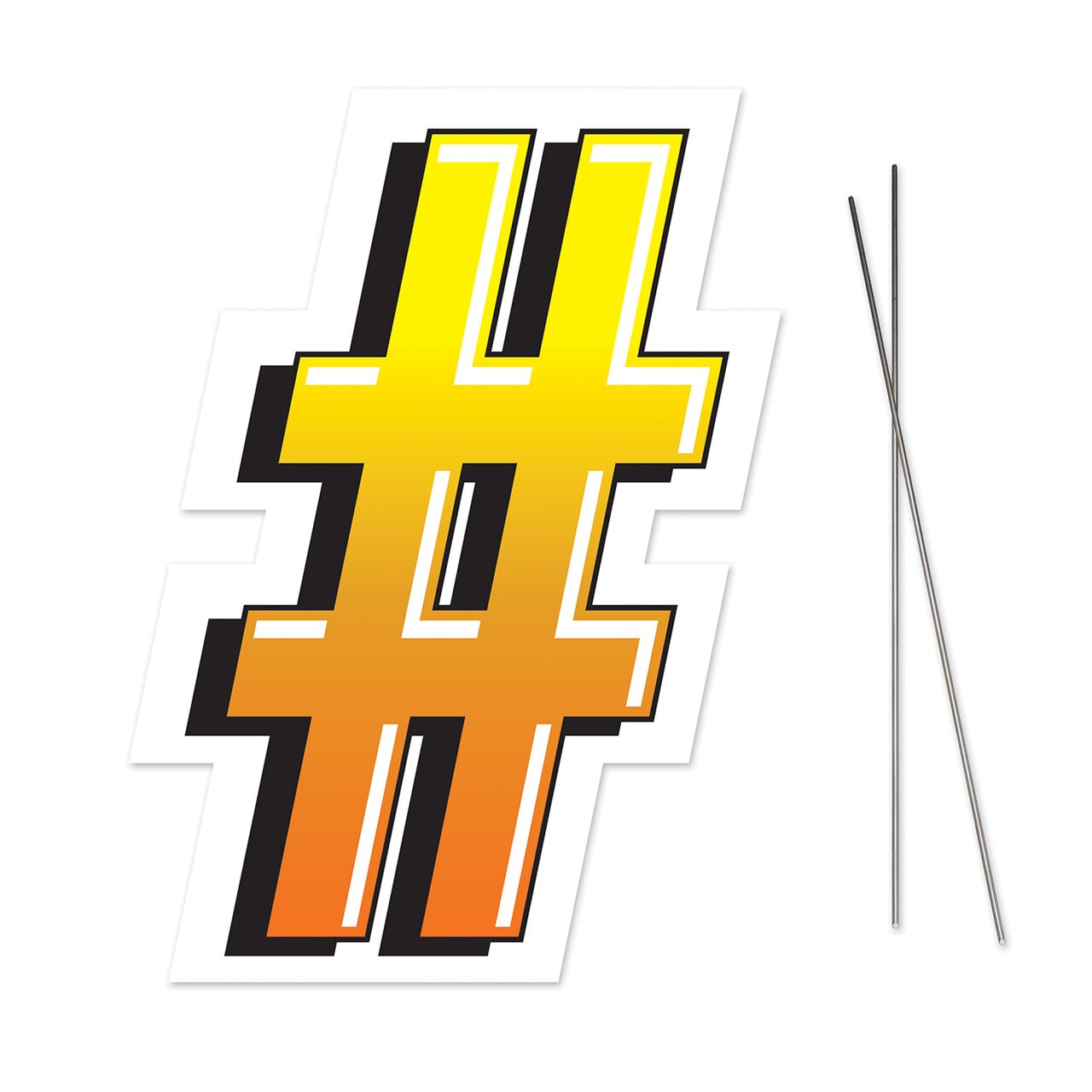 Beistle 18" Yellow and Black Number Sign Plastic Yard Sign with Metal Stakes